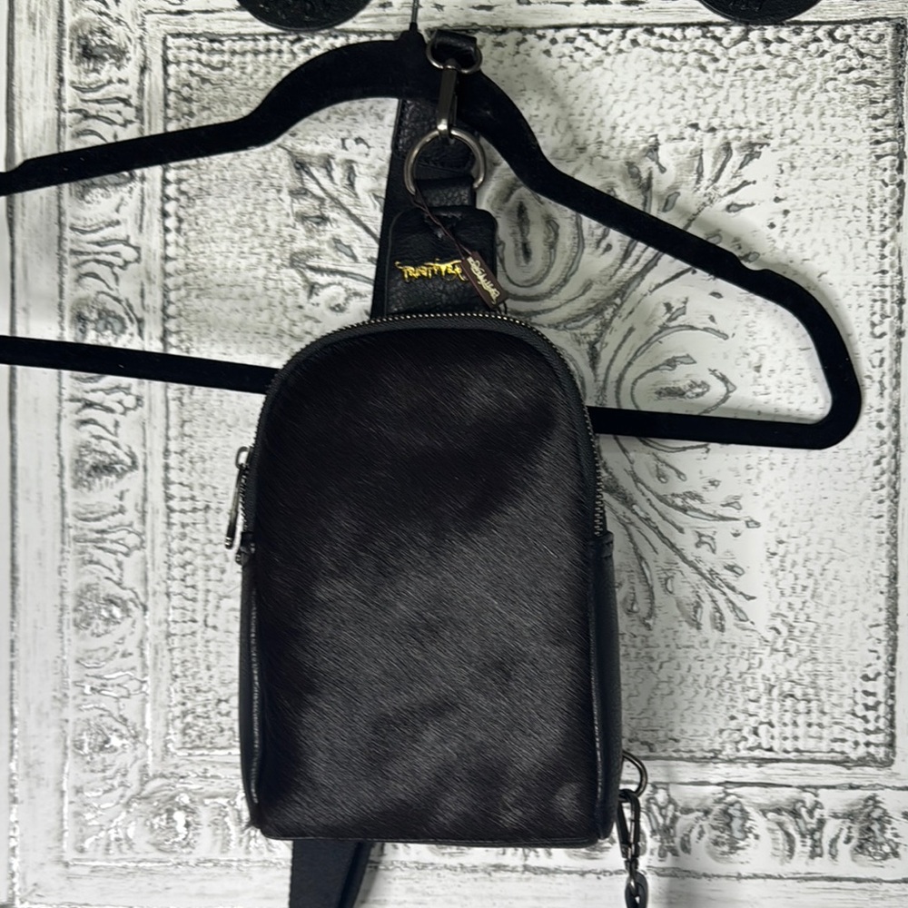 Trinity Black Belt Bag Leather hair on cowhide